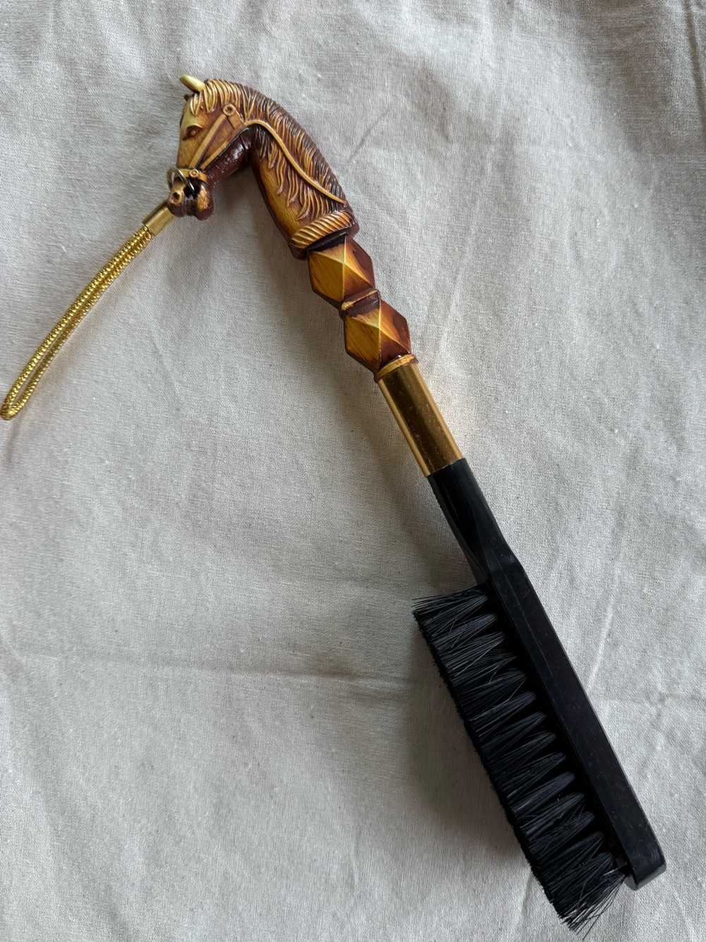 Vintage Horse Head Clothes Brush Faux Wood Equestrian Lint Garment Brush Japan